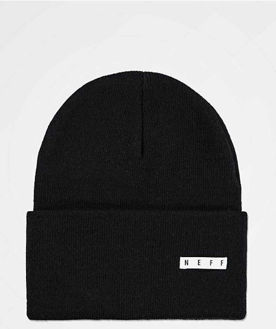 Beanies * | Neff Lawrence Black Fold Beanie Promotions