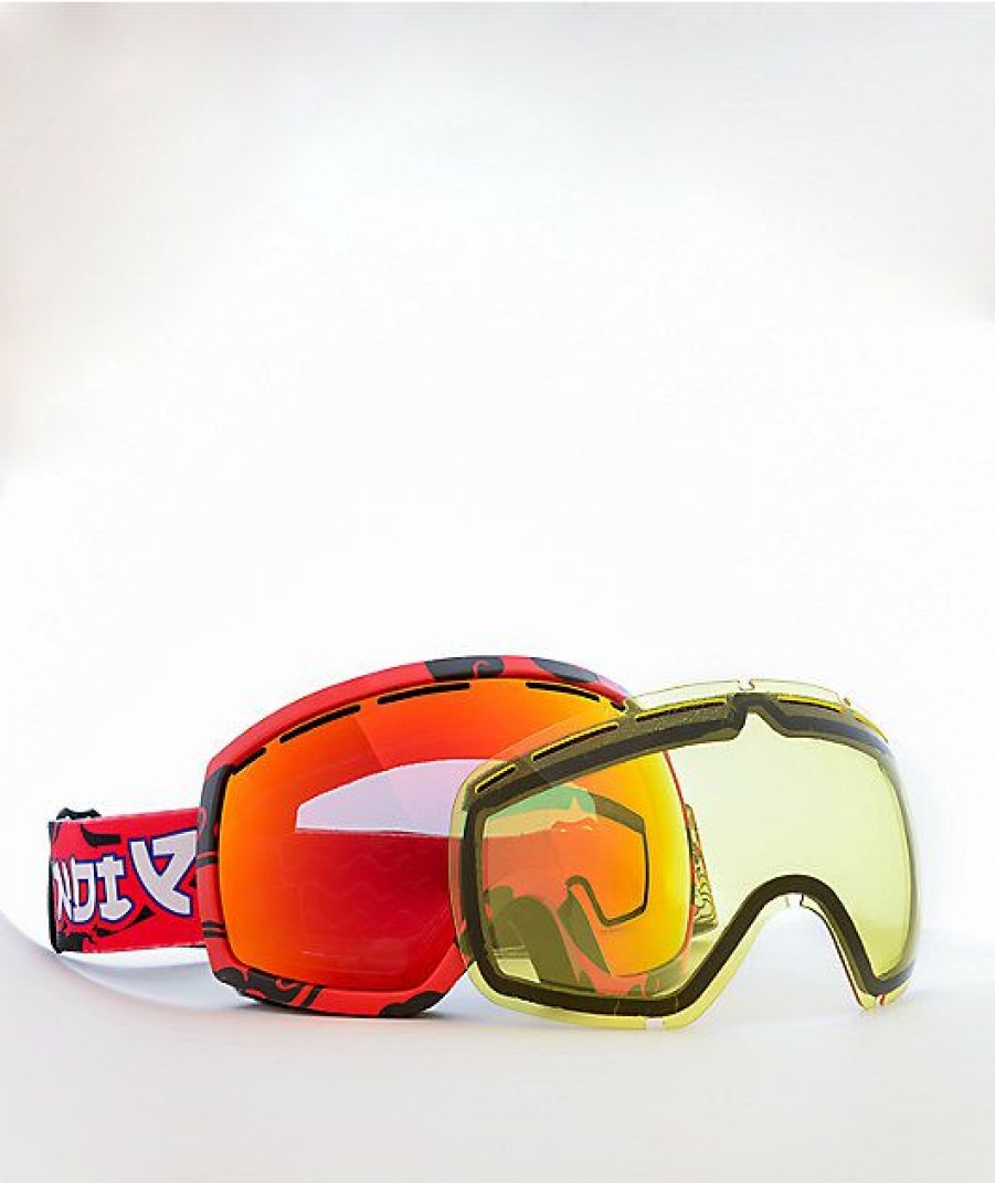 Snowboard * | Ripndip Dragonerm Red & Yellow Chrome Snow Goggles Limit Offer