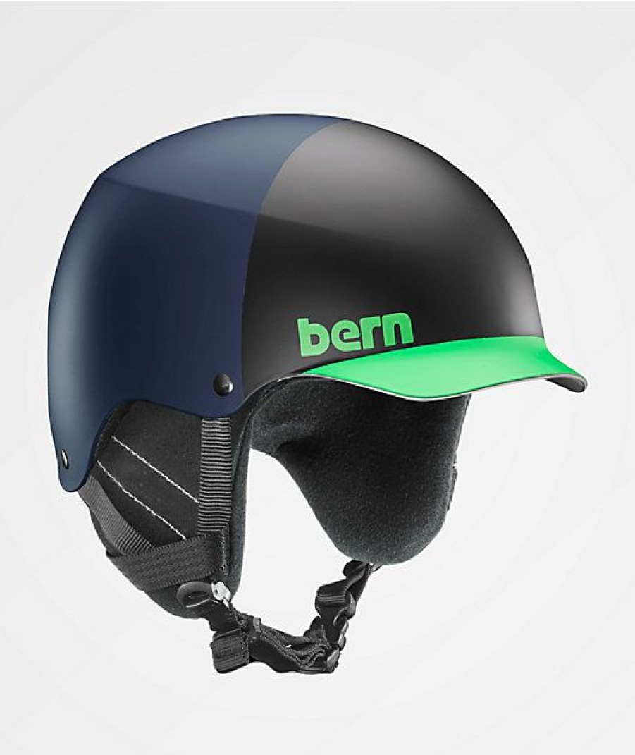 Snowboard * | Bern Baker Blue, Black & Green Snowboard Helmet Limit Offer