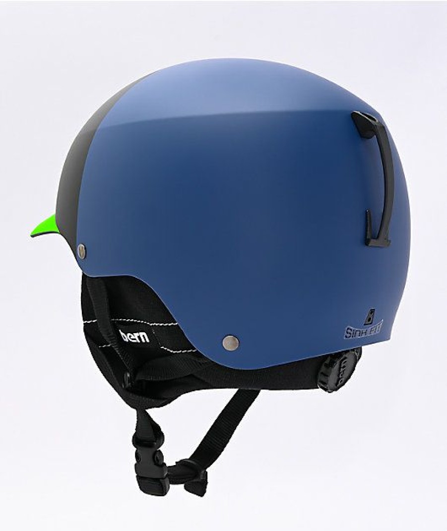 Snowboard * | Bern Baker Blue, Black & Green Snowboard Helmet Limit Offer