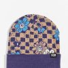 Beanies * | A-Lab Daisy Chain Purple & Khaki Beanie Promotions