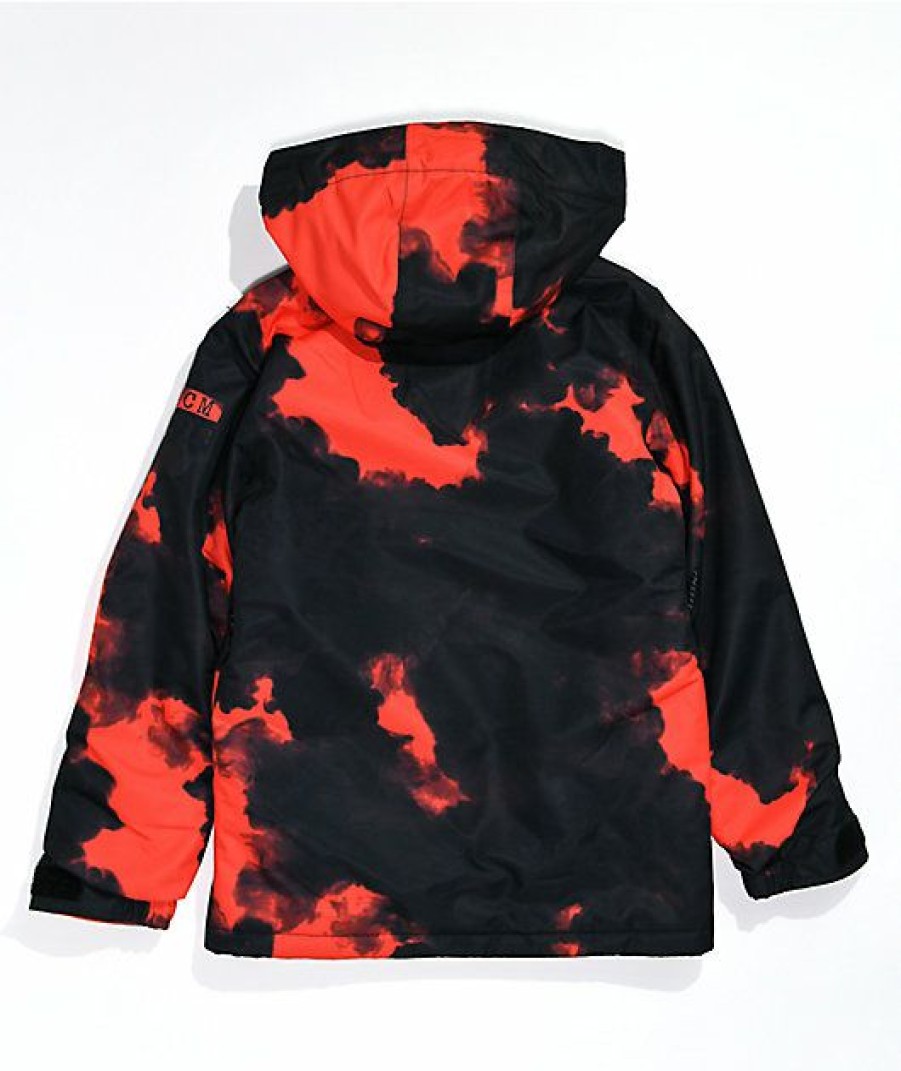 Clothing * | Volcom Kids' Caddoc Insulated Red & Black Tie Dye 10K Snowboard Jacket Promotions