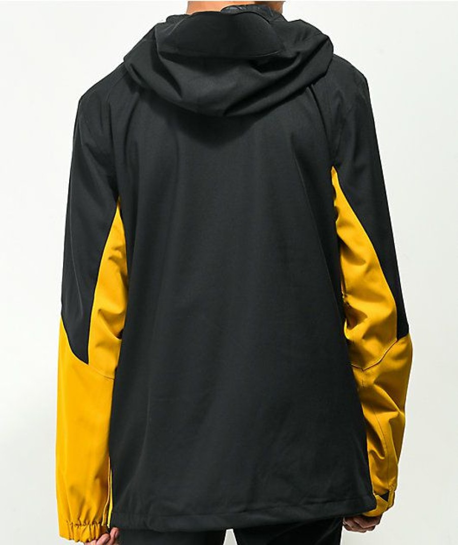 Clothing * | Volcom Brighton Gold & Black 15K Anorak Snowboard Jacket Promotions