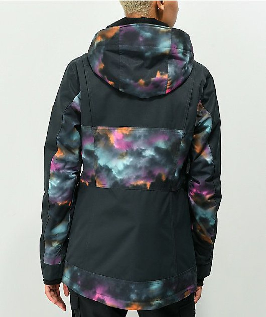 Snowboard * | Roxy Presence Black & Multi 10K Snowboard Jacket Limit Offer