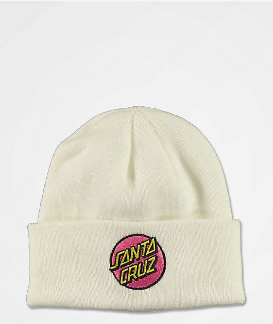 Beanies * | Santa Cruz Pink Dot White Beanie Promotions