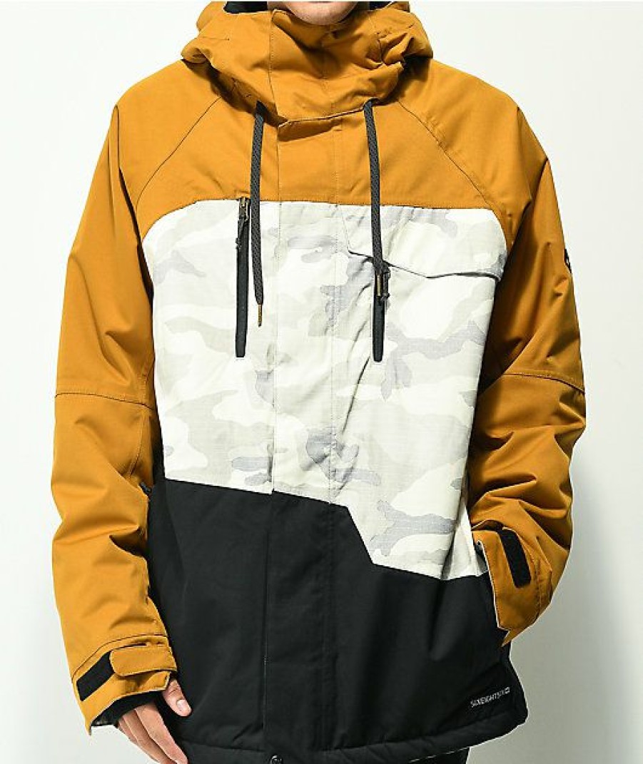 Clothing * | 686 Geo Golden Brown 10K Snowboard Jacket Promotions