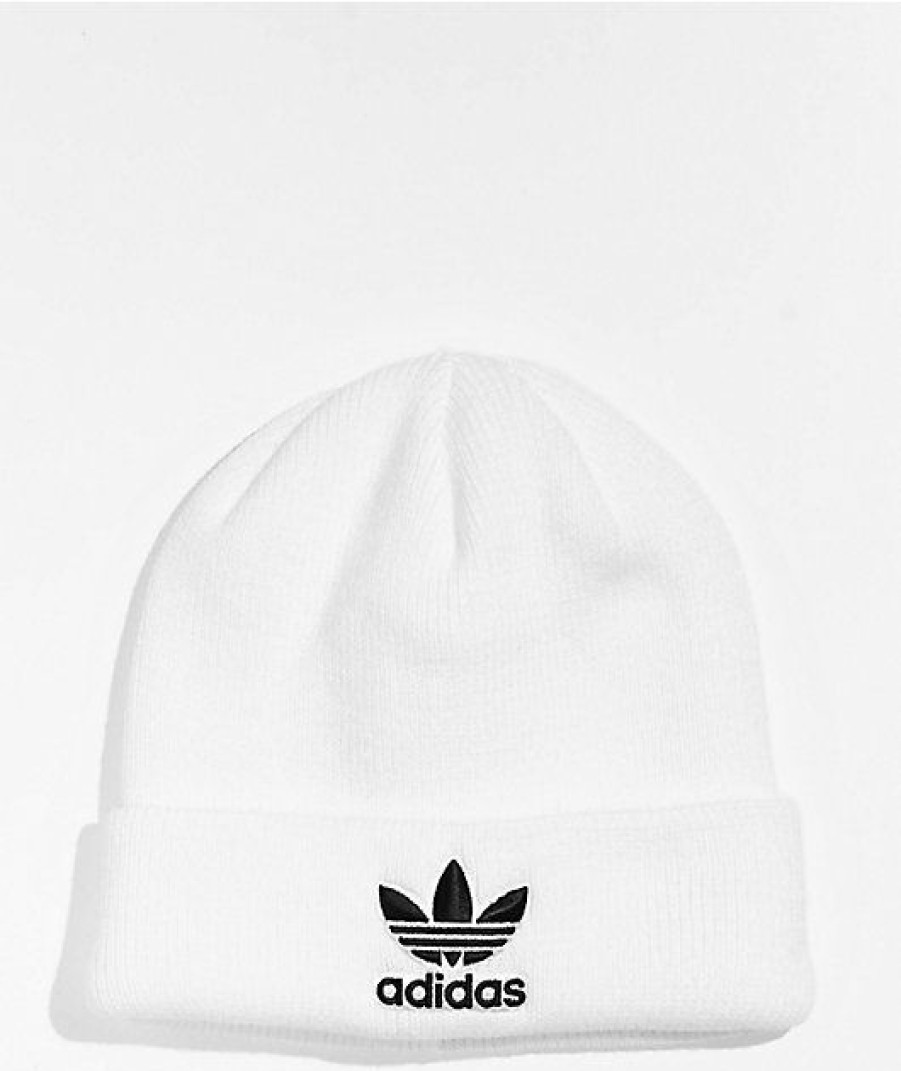 Beanies * | Adidas Trefoil White Beanie Promotions