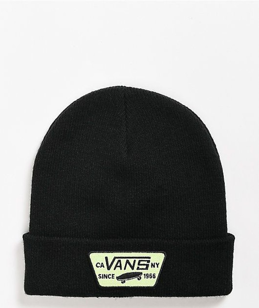 Beanies * | Vans Milford Glow In The Dark Black Beanie Promotions