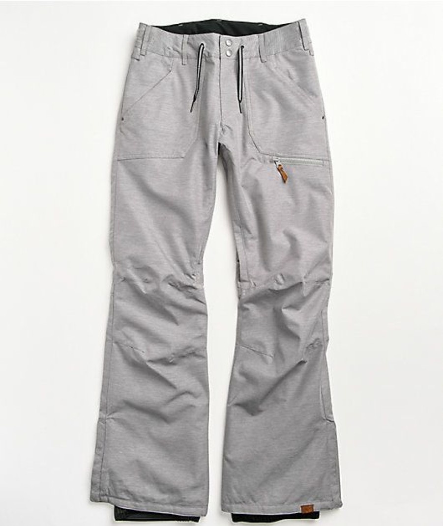 Snowboard * | Roxy Nadia Heather Grey 10K Snowboard Pants Limit Offer