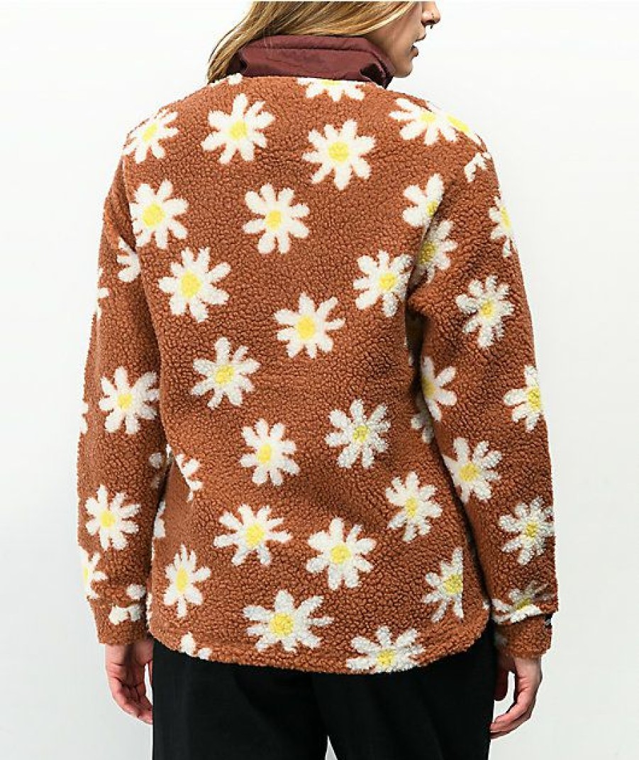 Clothing * | Airblaster Sherpa Rust Daisy Half Zip Fleece Jacket Promotions