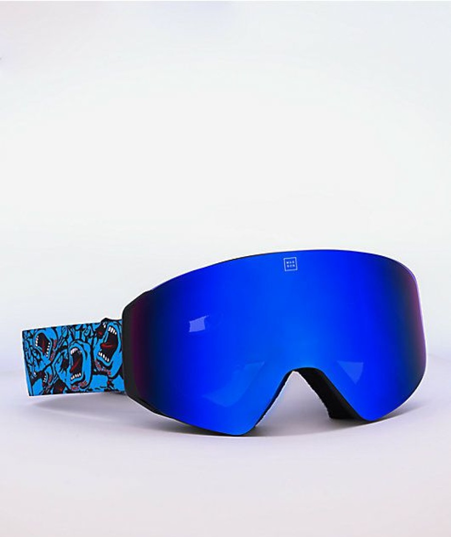 Snowboard * | Madson X Santa Cruz Cylindro Screaming Hand Blue Snowboard Goggles Limit Offer