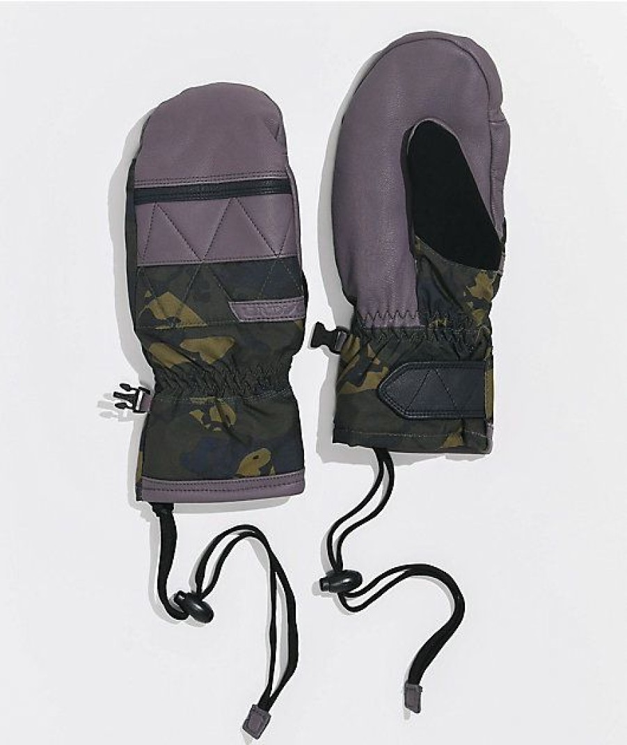 Snowboard * | Dakine Women'S Fleetwood Grey & Camo Snowboard Mitts Limit Offer