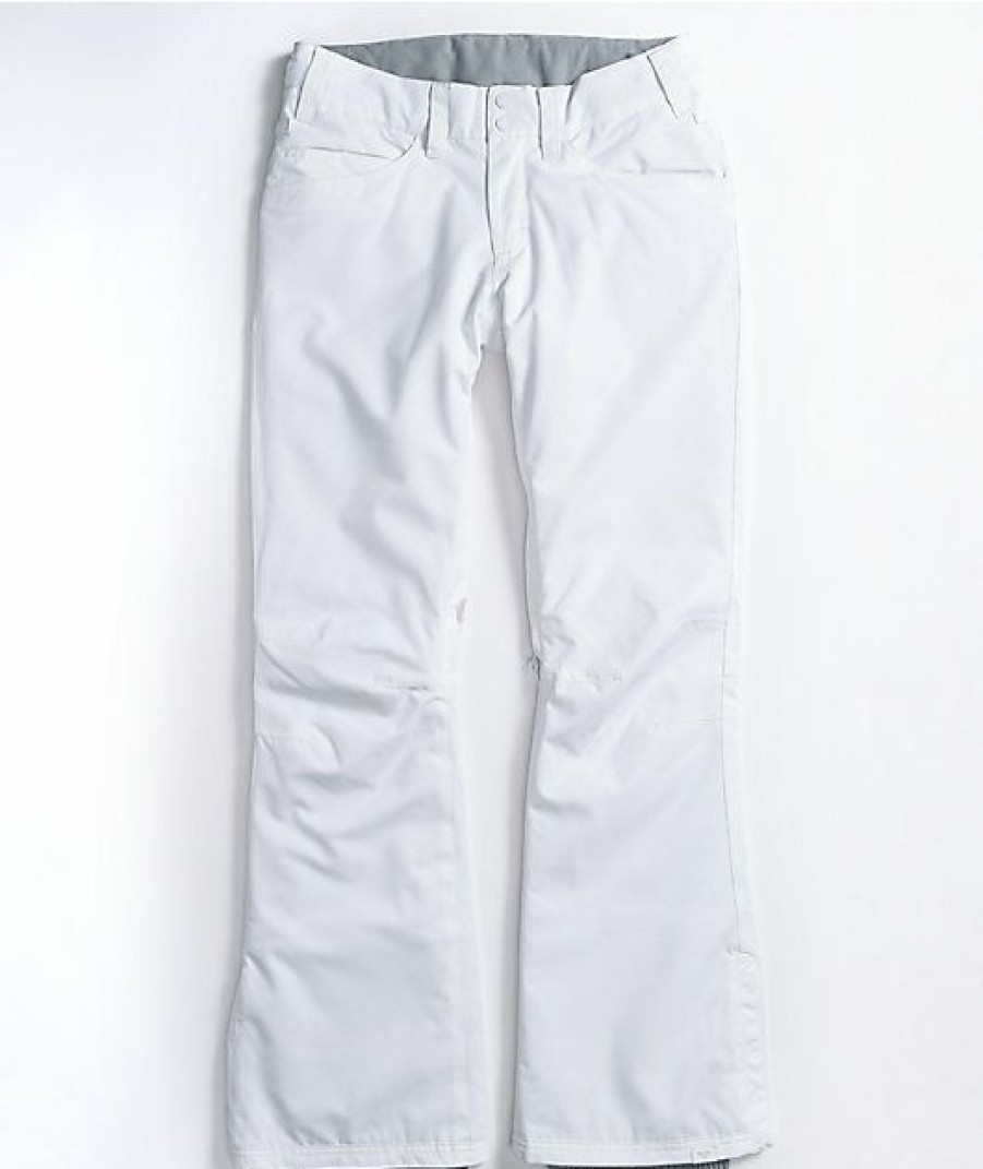 Snowboard * | Roxy Backyard White 10K Snowboard Pants Limit Offer