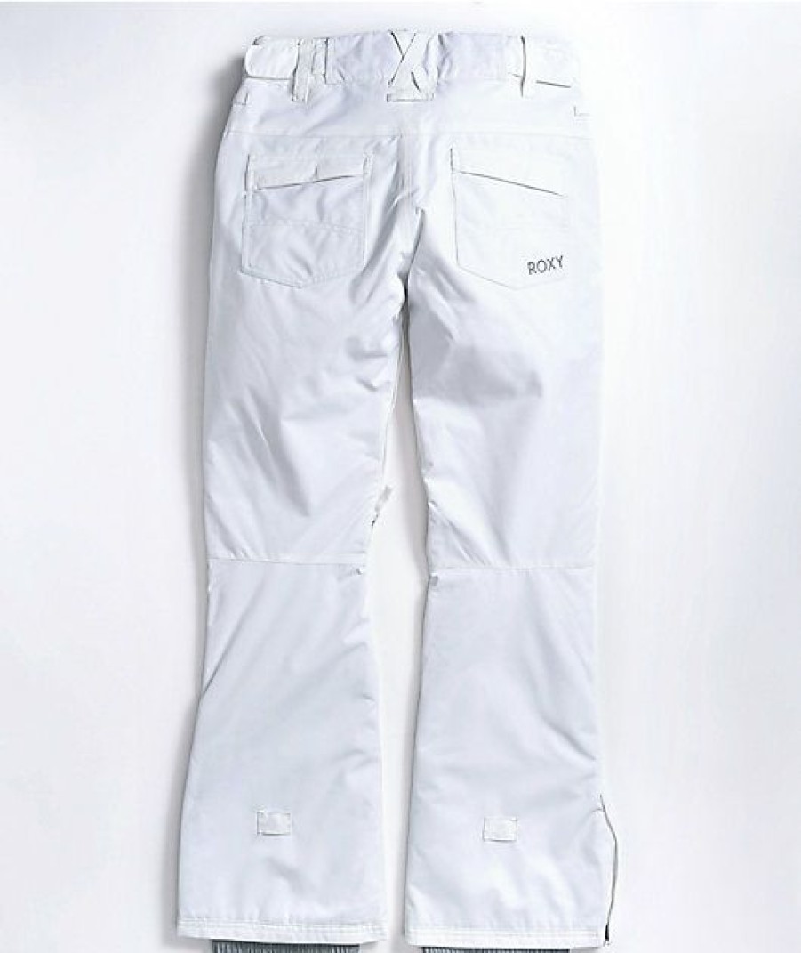 Snowboard * | Roxy Backyard White 10K Snowboard Pants Limit Offer