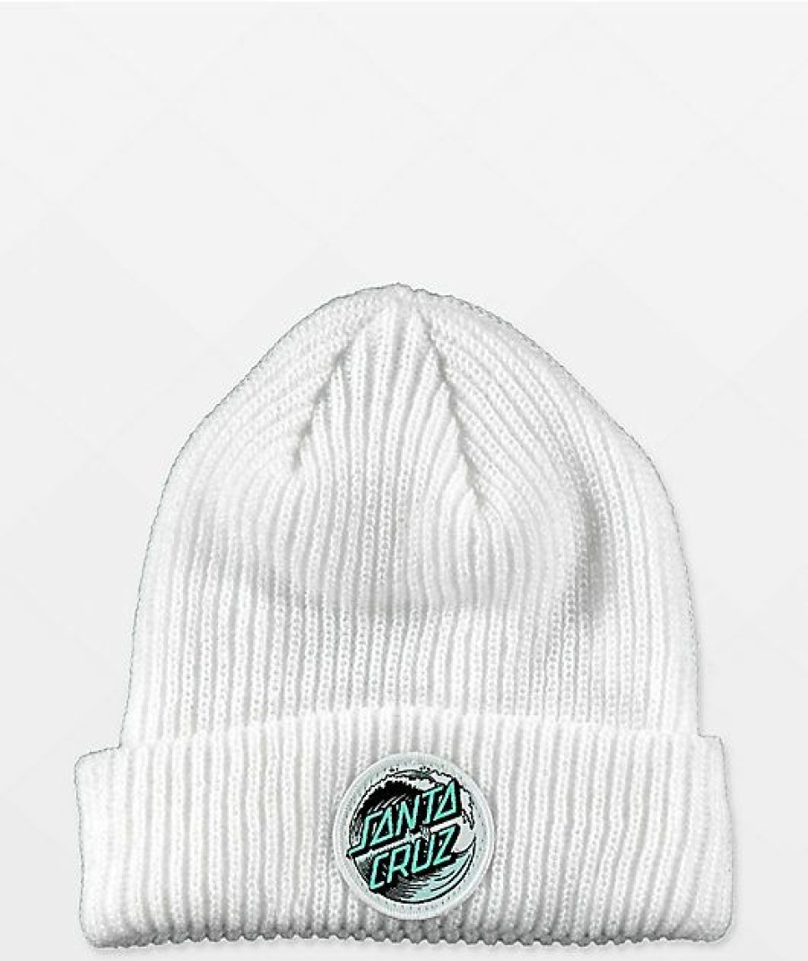 Beanies * | Santa Cruz Wave Dot White Beanie Promotions