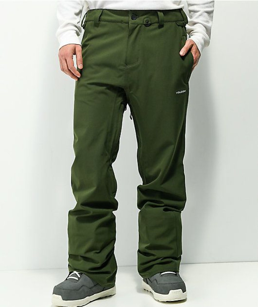 Snowboard * | Volcom 15K Freakin Saturated Green Chino Snowboard Pants Limit Offer