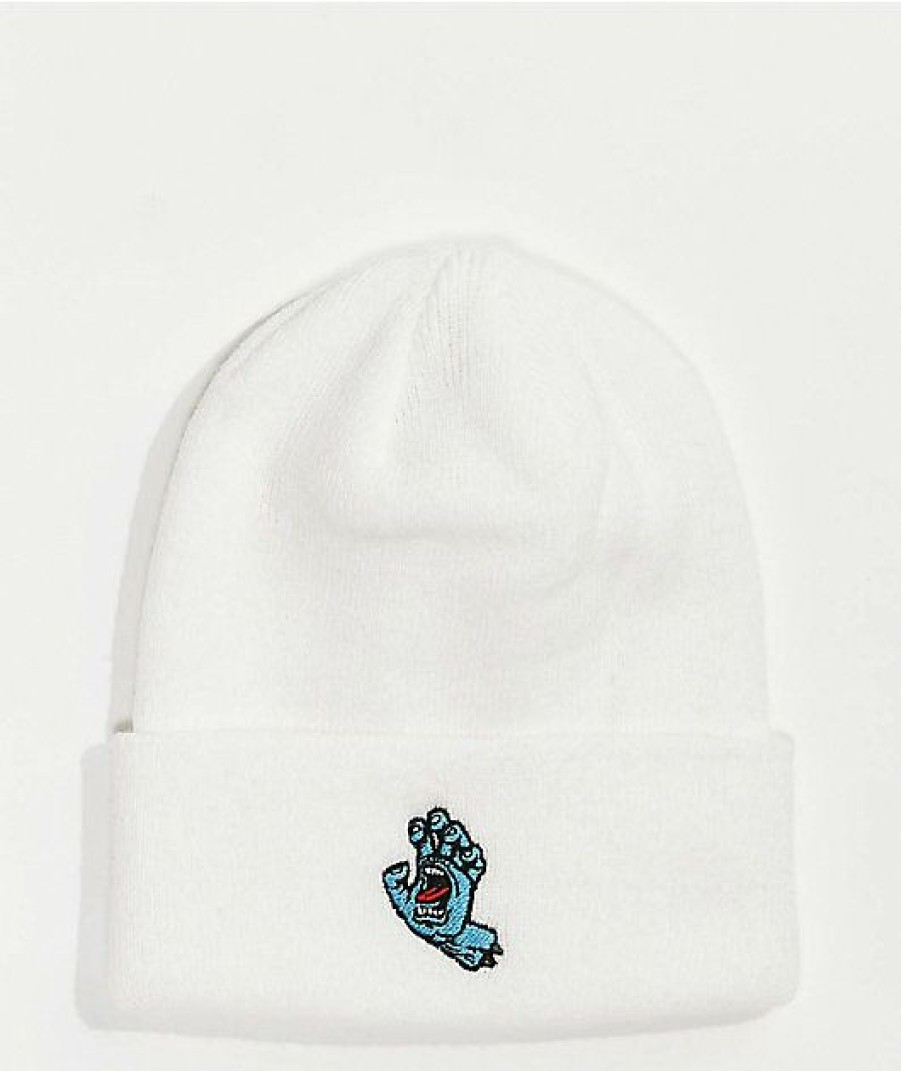 Beanies * | Santa Cruz Screaming Hand White Beanie Promotions