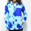 Clothing * | Burton Hearth Blue Tie Dye Snap-Up Fleece Jacket Promotions