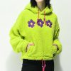 Clothing * | A-Lab Dorothy Flower Green & Purple Tech Fleece Hoodie Promotions