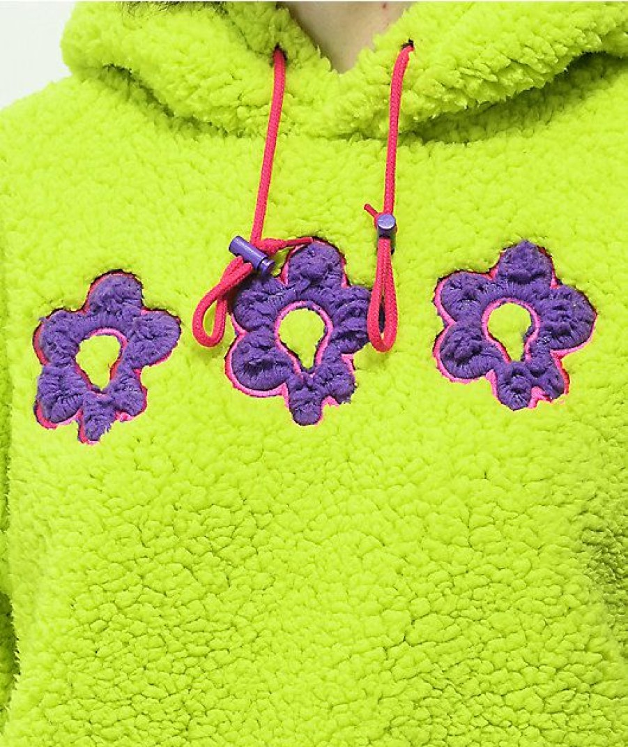 Clothing * | A-Lab Dorothy Flower Green & Purple Tech Fleece Hoodie Promotions