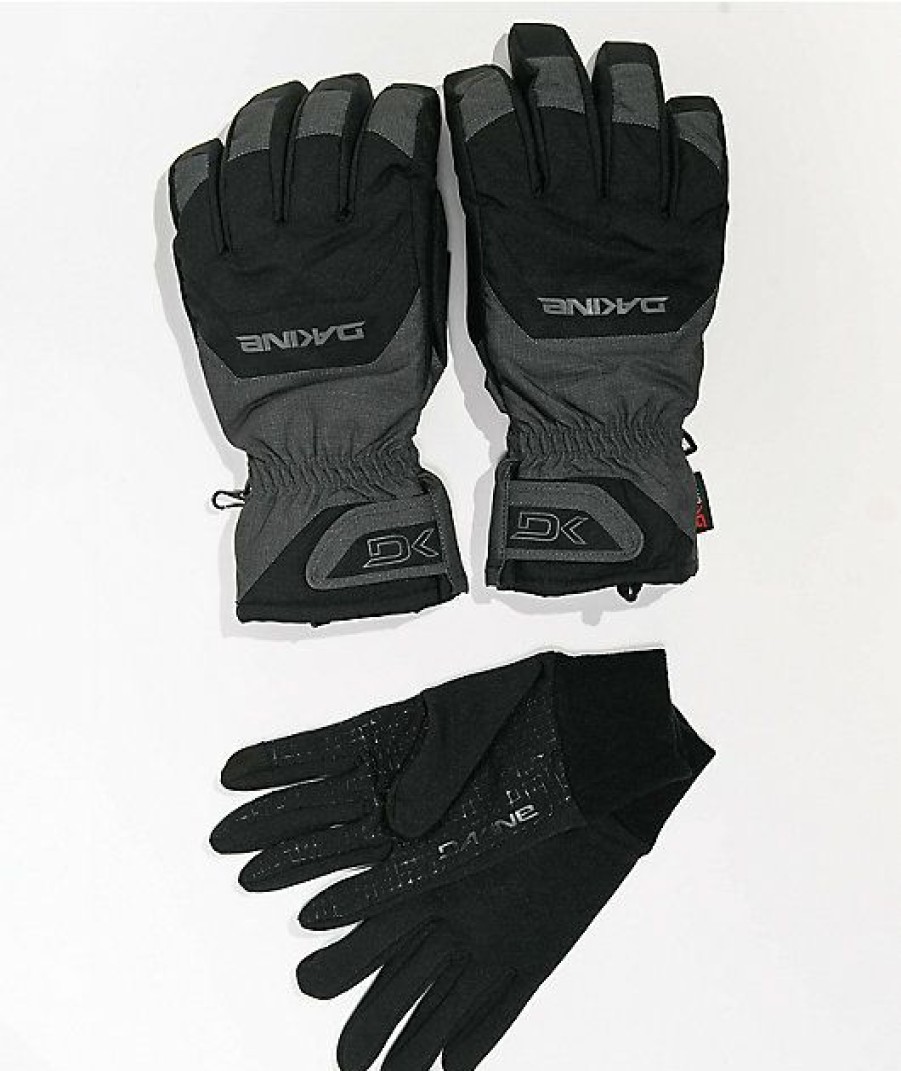 Snowboard * | Dakine Scout Carbo Grey & Black Snowboard Gloves Limit Offer