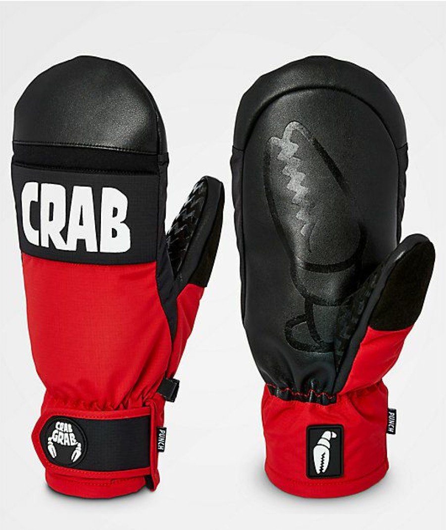 Snowboard * | Crab Grab Punch Red 15K Snowboard Mittens Limit Offer