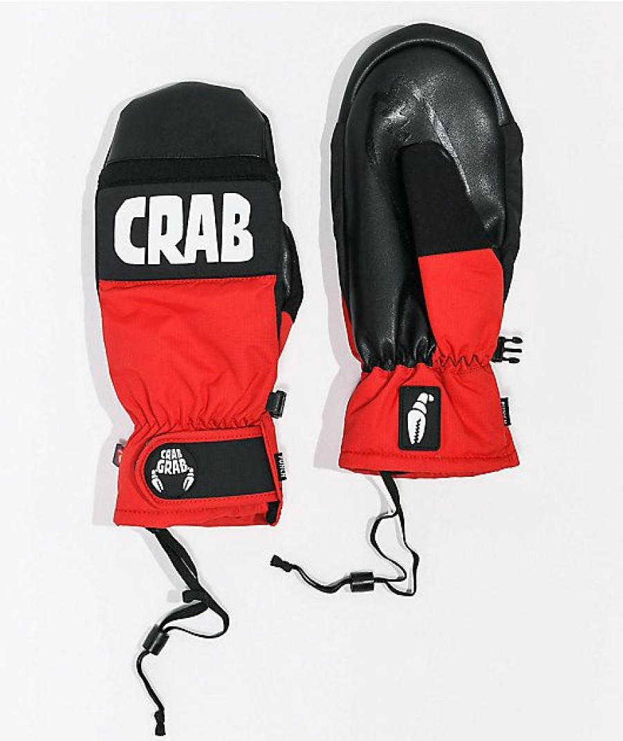 Snowboard * | Crab Grab Punch Red 15K Snowboard Mittens Limit Offer