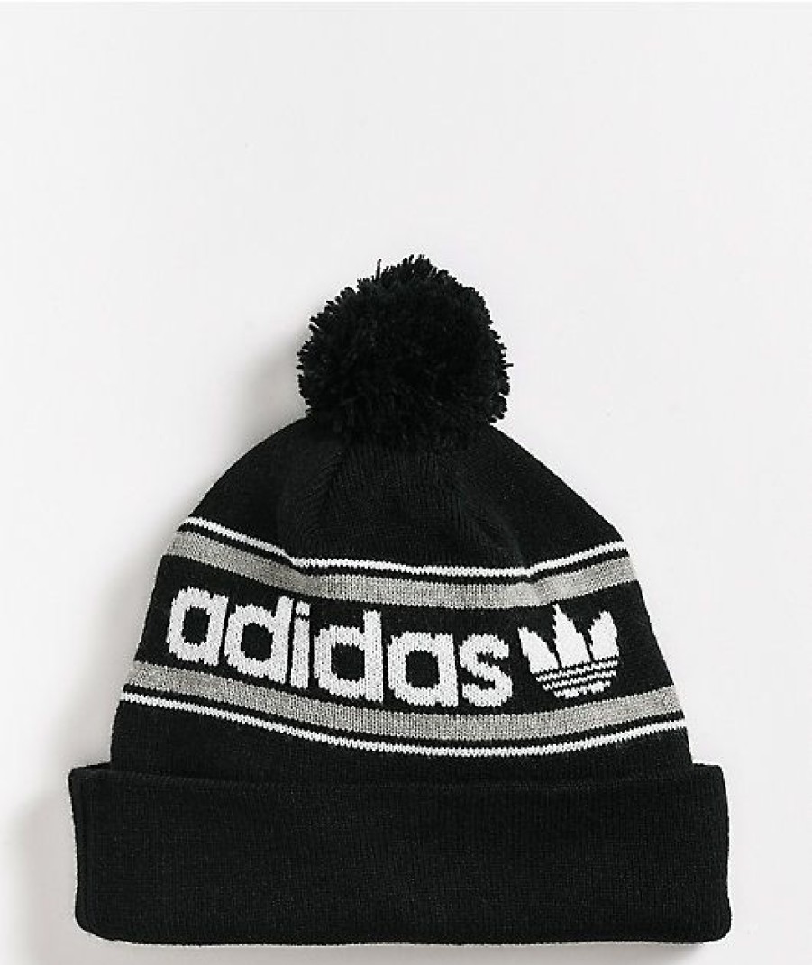 Beanies * | Adidas Originals Black Pom Beanie Promotions