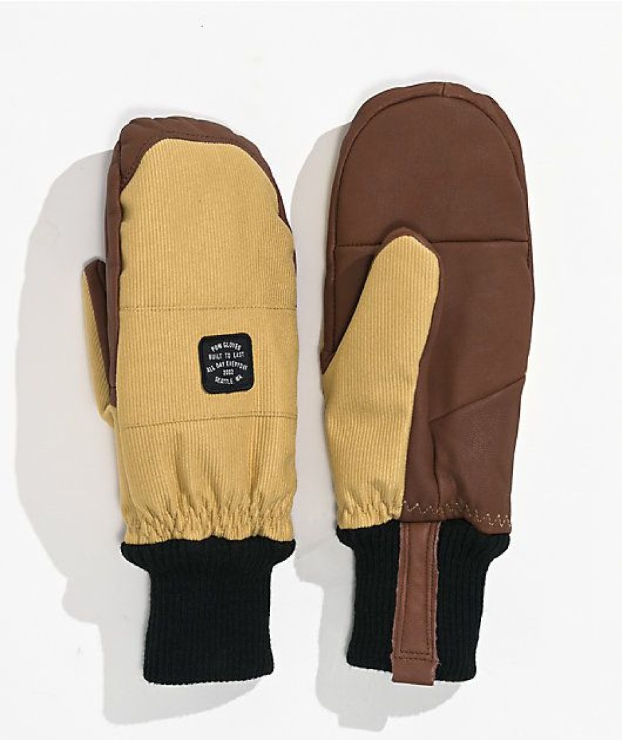 Snowboard * | Pow Brier Tan & Brown Snowboard Mittens Limit Offer