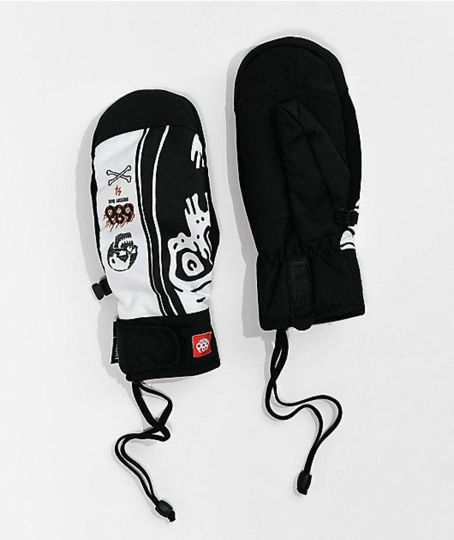 Snowboard * | 686 X Sketchy Tank Sketch Skull Black & White 10K Snowboard Mittens Limit Offer