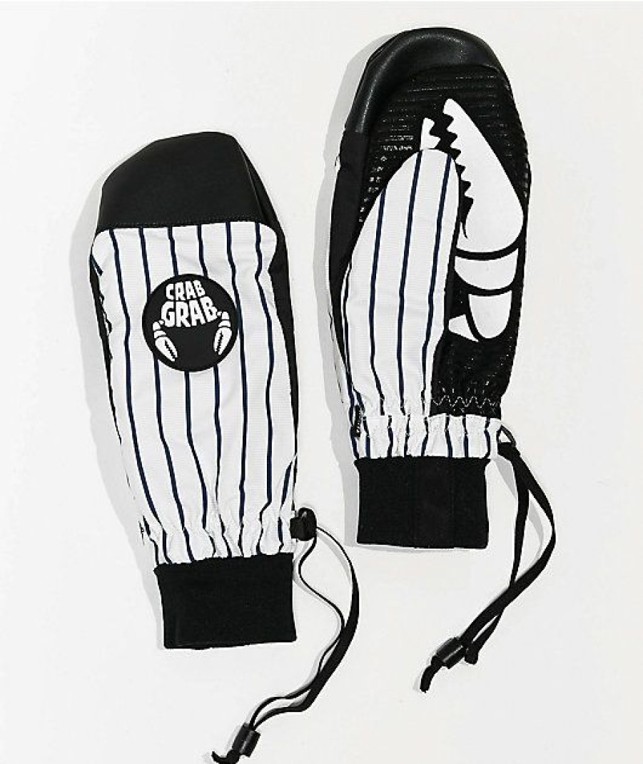 Snowboard * | Crab Grab Slush Black & White Snowboard Mittens Limit Offer