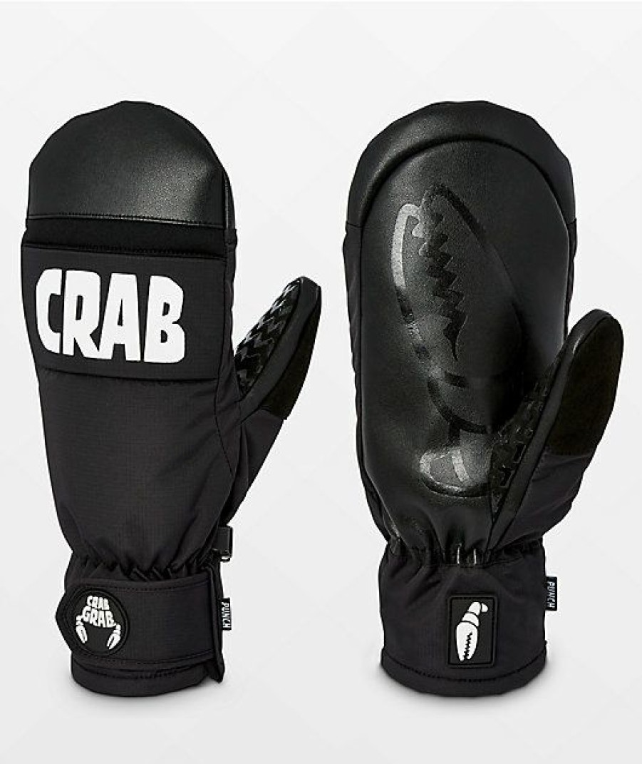 Snowboard * | Crab Grab Punch Black 15K Snowboard Mitten Limit Offer