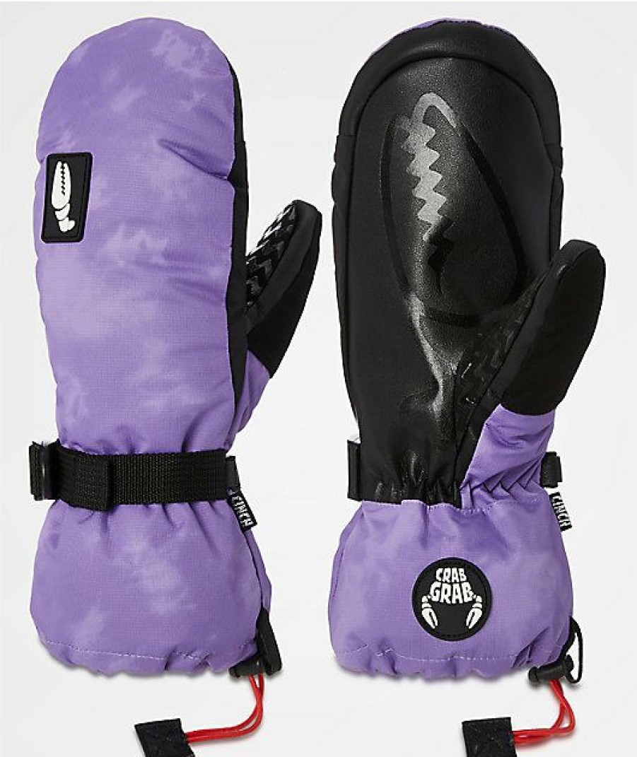 Snowboard * | Crab Grab Cinch Purple Snowboard Mittens Limit Offer