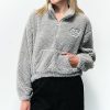 Clothing * | Odd Future Sherpa Grey Crop Half Zip Fleece Sweatshirt Promotions