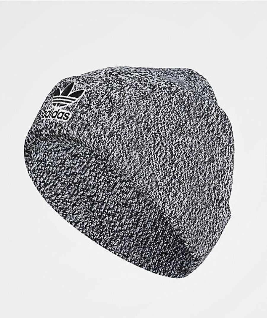 Beanies * | Adidas Trefoil Marled Black & White Beanie Promotions