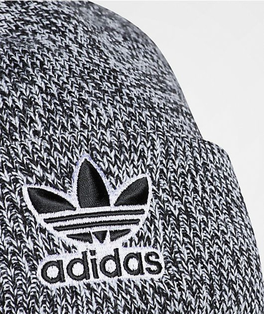 Beanies * | Adidas Trefoil Marled Black & White Beanie Promotions