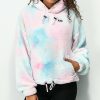 Clothing * | A-Lab Kendallie Cotton Candy Tie Dye Crop Sherpa Hoodie Promotions