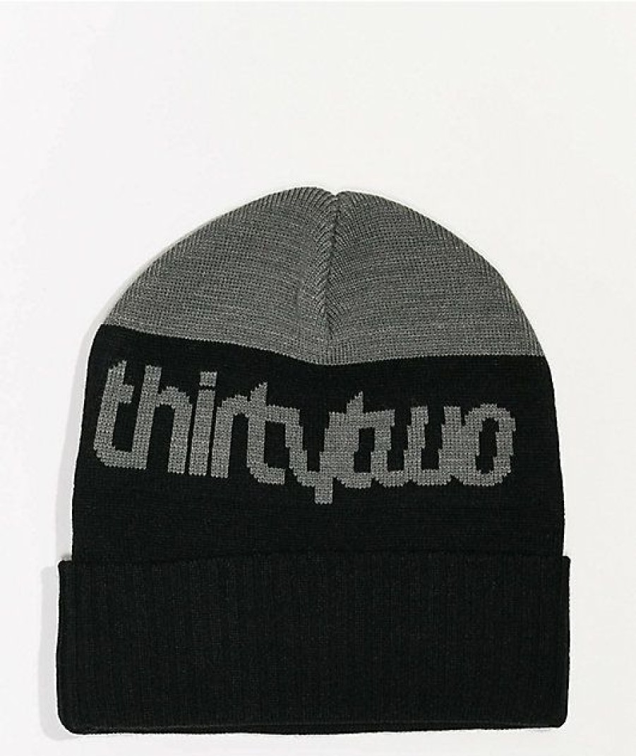 Beanies * | Thirtytwo Double Black Heather Beanie Promotions