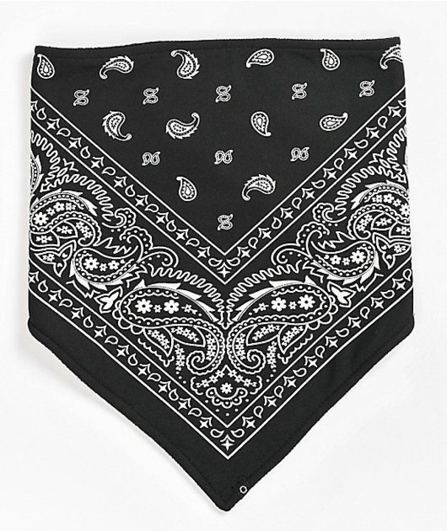 Accessories * | Empyre Paisley Black Fleece Bandana Promotions