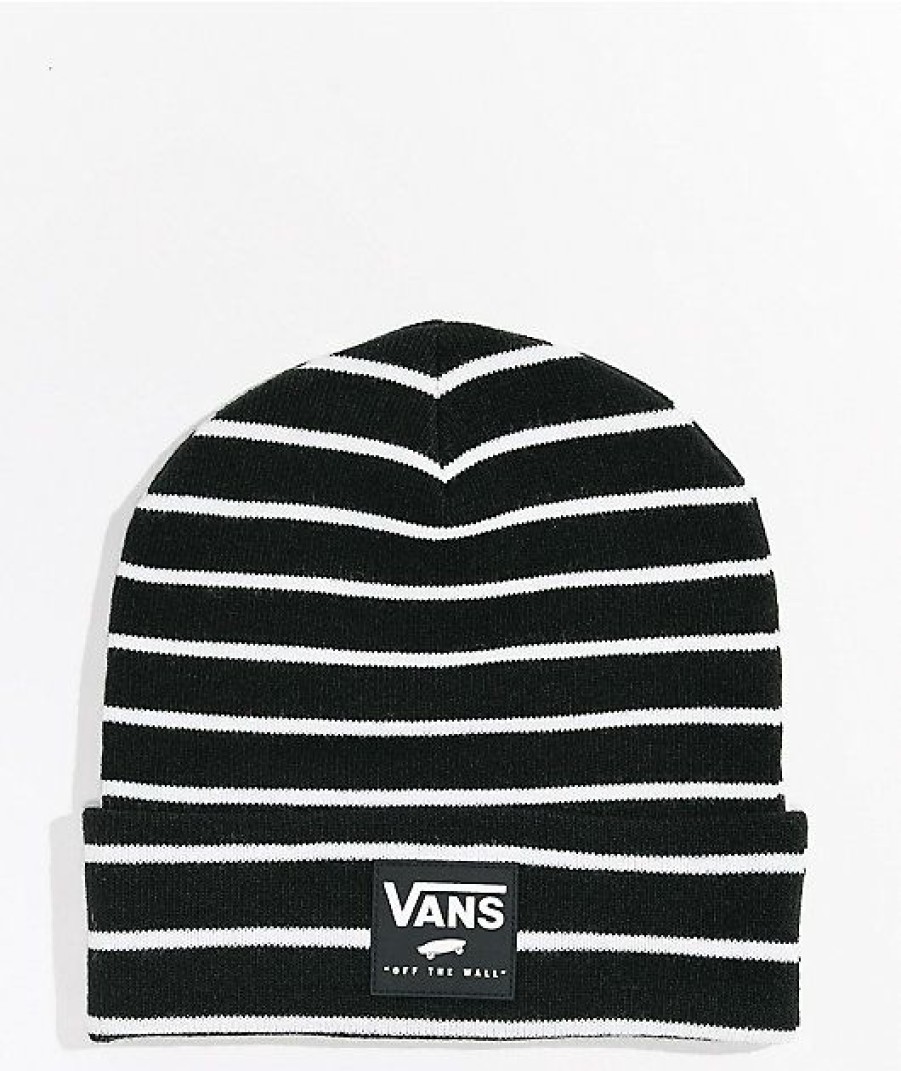 Beanies * | Vans Breakin Curfew Black Striped Beanie Promotions