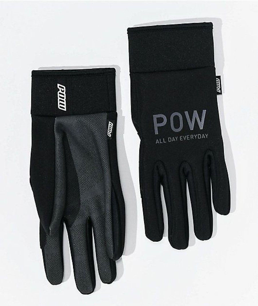 Snowboard * | Pow All Day Black Snowboard Gloves Limit Offer