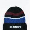 Beanies * | Monet Delridge Black, Red, & Blue Stripe Beanie Promotions