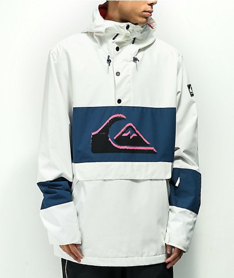 Clothing * | Quiksilver Steeze White 10K Snowboard Jacket Promotions