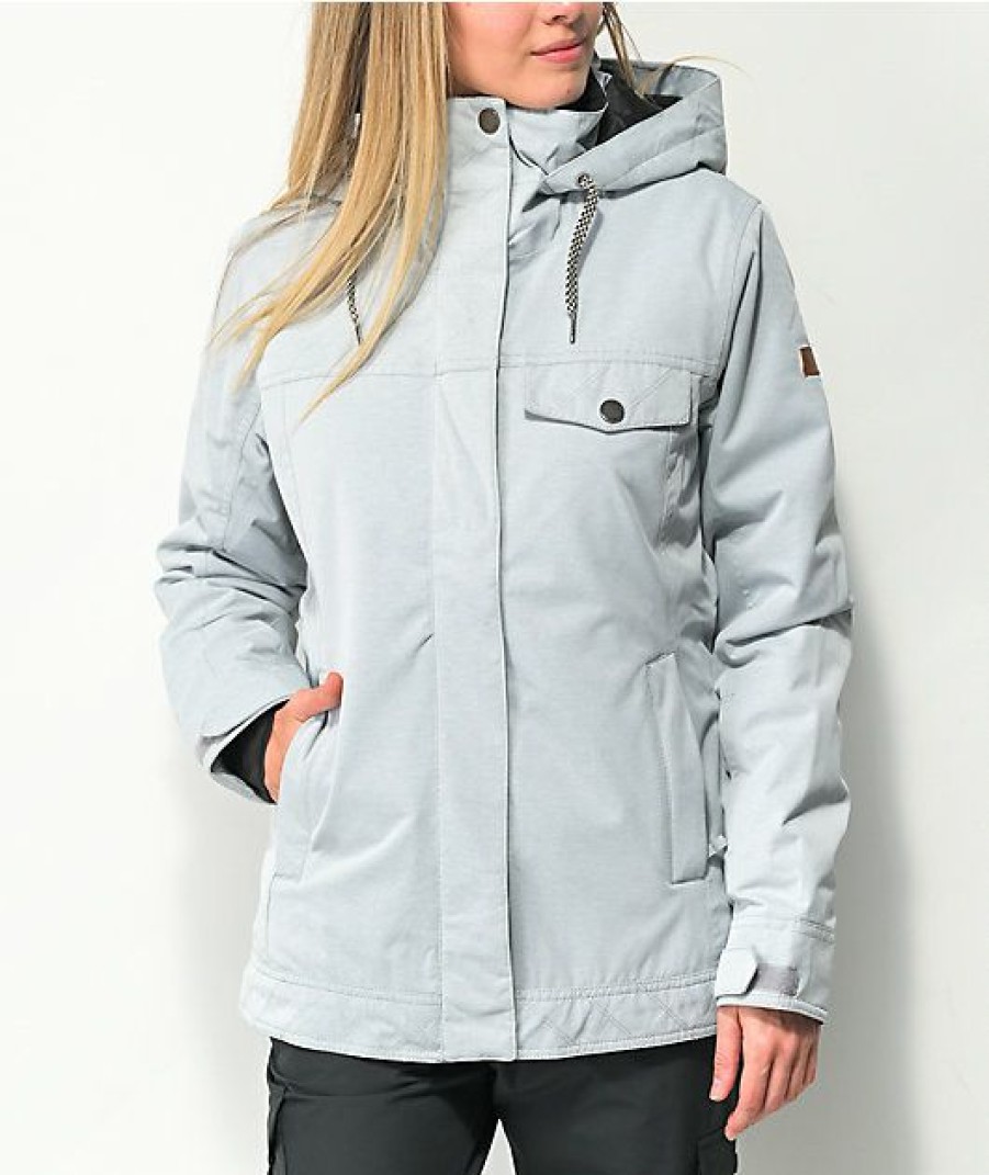 Snowboard * | Roxy Billie Grey 10K Snowboard Jacket Limit Offer