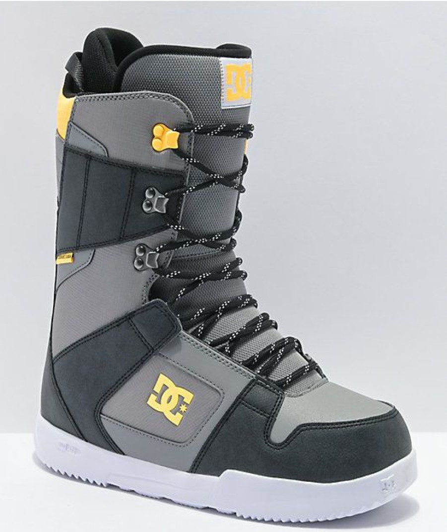 Snowboard * | Dc Phase Grey & Yellow Snowboard Boots 2021 Limit Offer