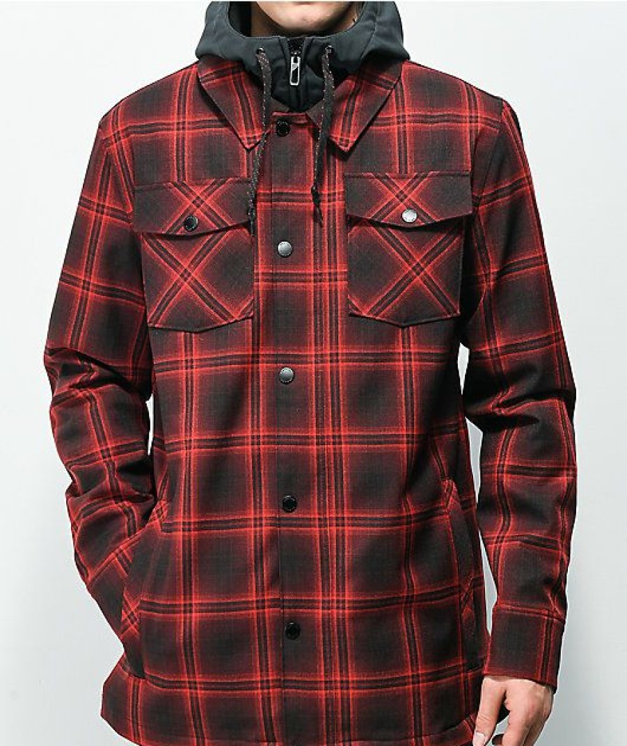 Clothing * | Empyre Traversed Red & Black Plaid 10K Snowboard Jacket Promotions