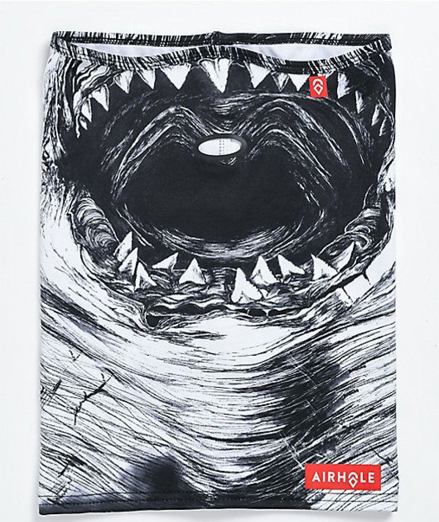 Snowboard * | Airhole Jaws White & Black Neck Gaiter Limit Offer