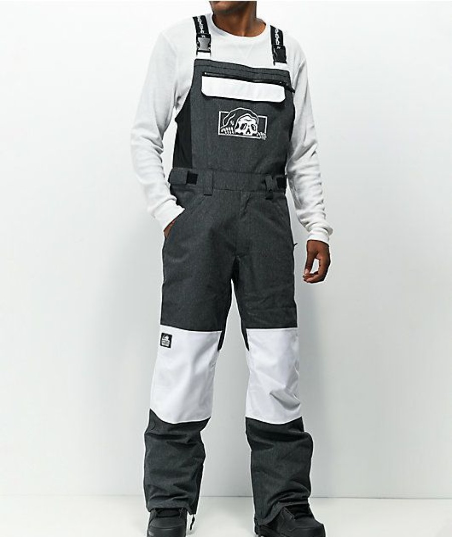 Snowboard * | Lurking Class By Sketchy Tank Lurker Black & White Snowboard Bib Pants Limit Offer