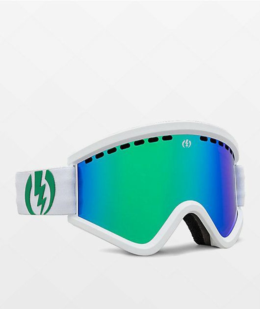 Snowboard * | Electric Egv Matte White Green Chrome Snowboard Goggles Limit Offer