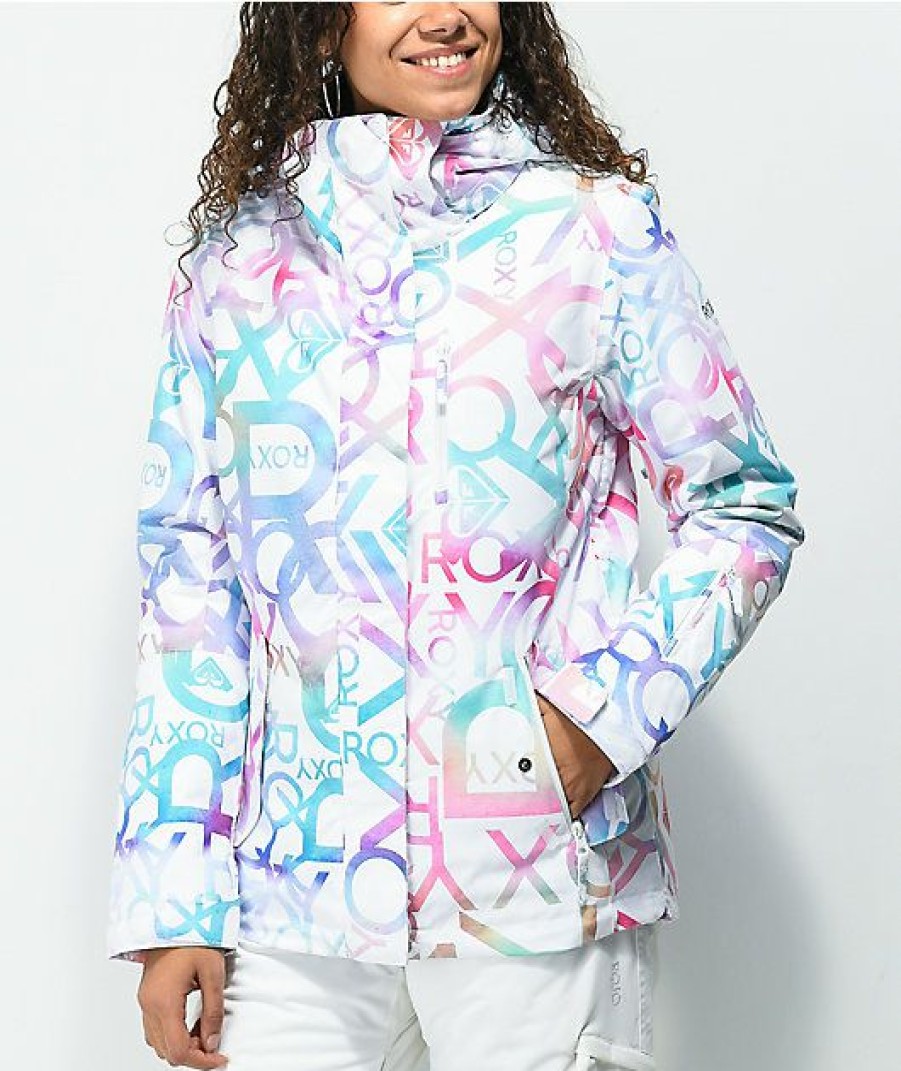 Snowboard * | Roxy Jetty Mix Print 10K Snowboard Jacket Limit Offer